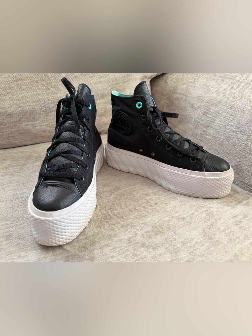 Converse All Star Black Surface Fusion 2X Platform High Top Sneakers Size 8